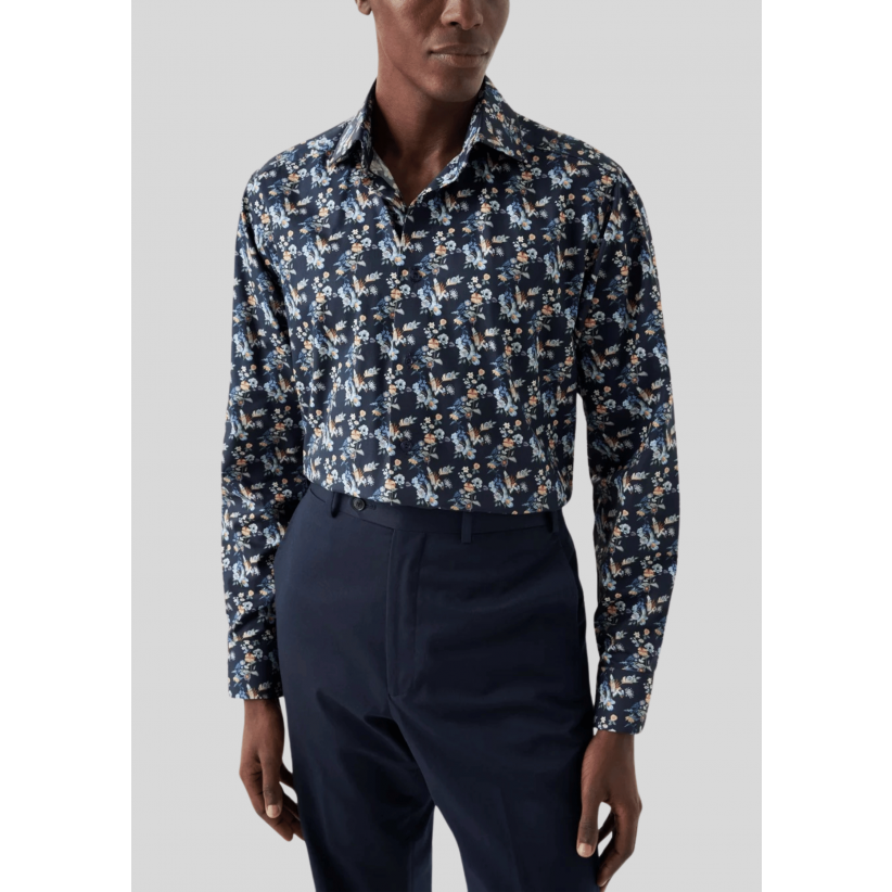 EtonSkjorteContemporaryFloralPrintTwillNavy-01