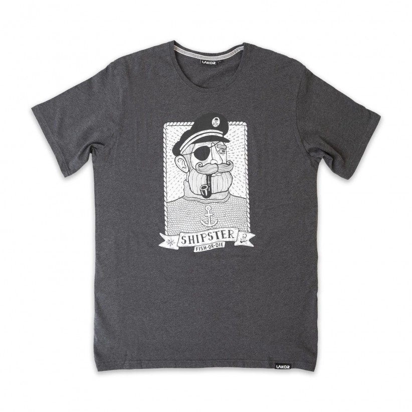 T-SHIRT, '10 YEARSAT SEA' / GRÅ