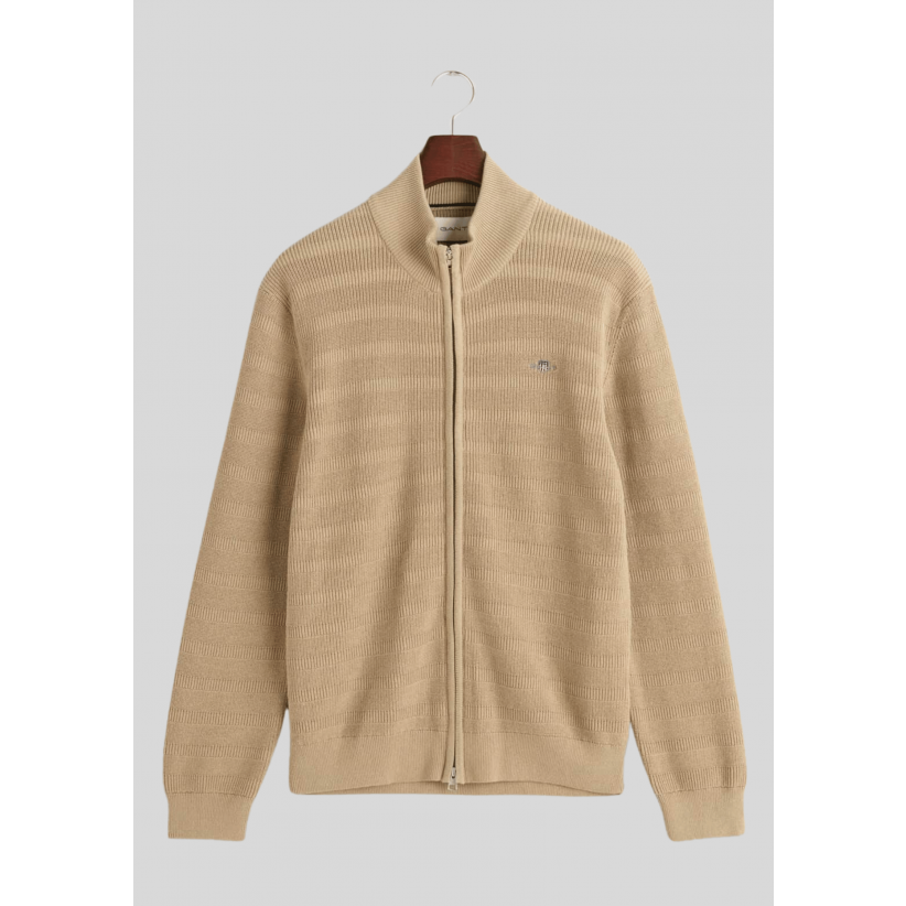 Gant, Stik Cardigan, Stripe Texture, Sand 
