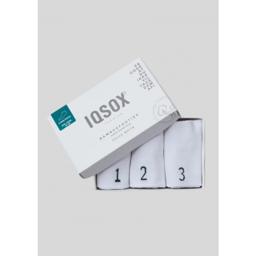 IQ Sox, Strømper, 3-pak Bambus Footies, White