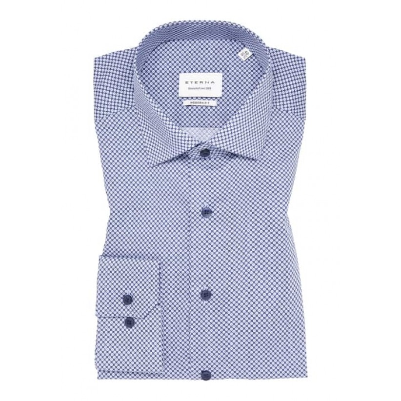 ETERNA, MODERN FIT SKJORTE I BLÅ PRINT 