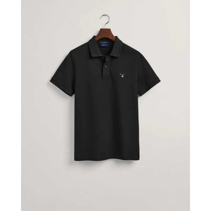 Gant, Pique Bomulds Polo, Sort