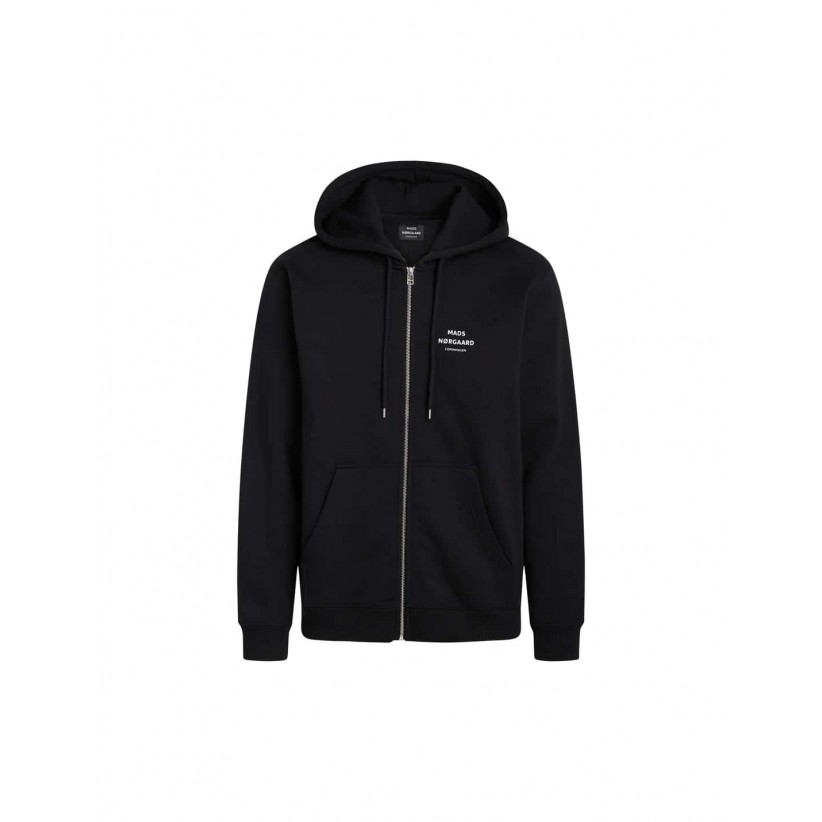 MADS NØRGAARD, STANDARD ZIP HOODIE I SORT