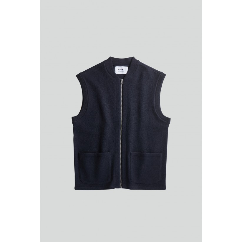 NN07, BOILED ZIP VEST I NAVY