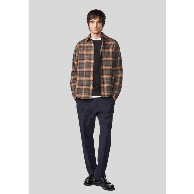 NN07SkjorteDeonFlannel5465BrownCheck-01