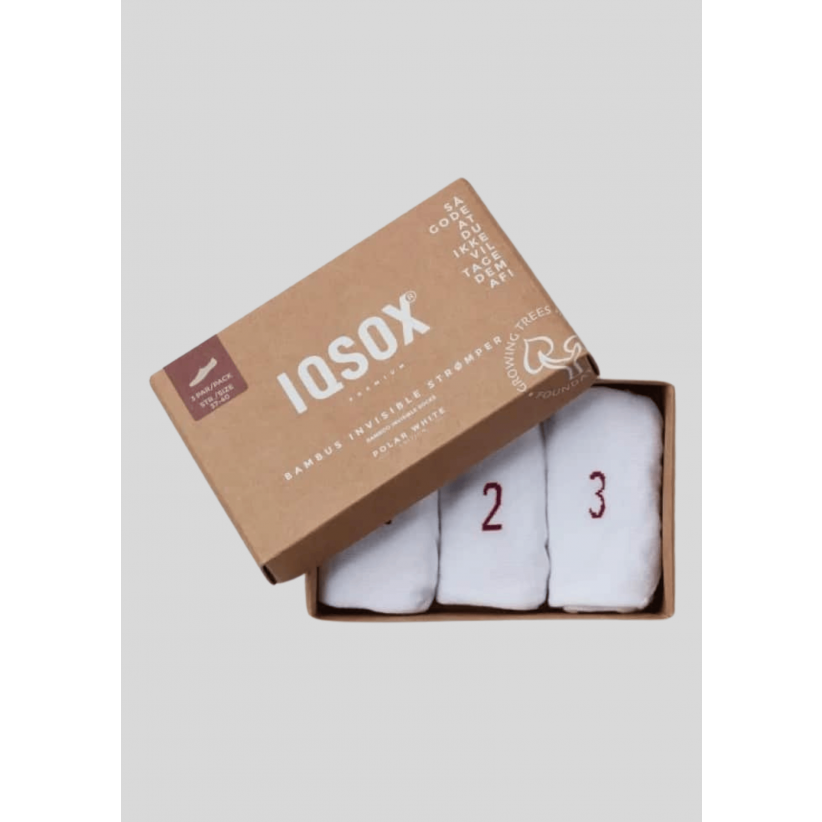 IQ Sox, Strømper, 3-pak Bambus Invisible, White