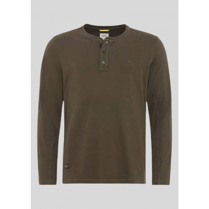 Camel Active, T-shirt, LS Henley, Army 