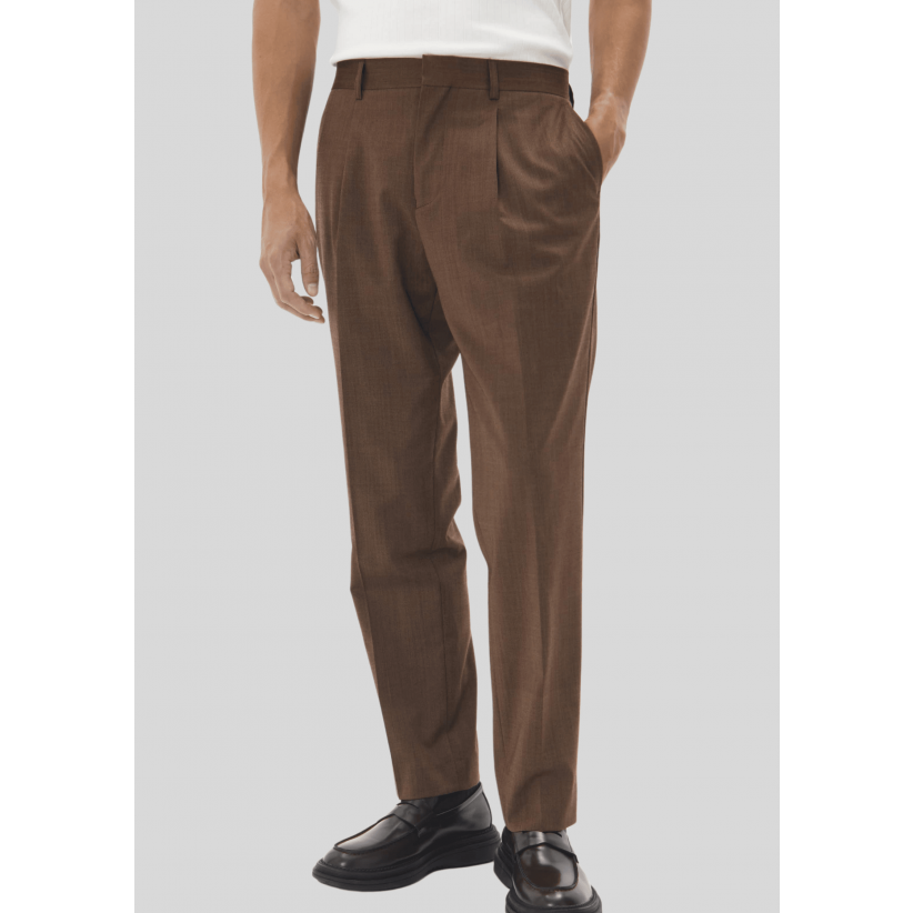 MatiniqueBukserMAwellerPleatPantNutMelange-01