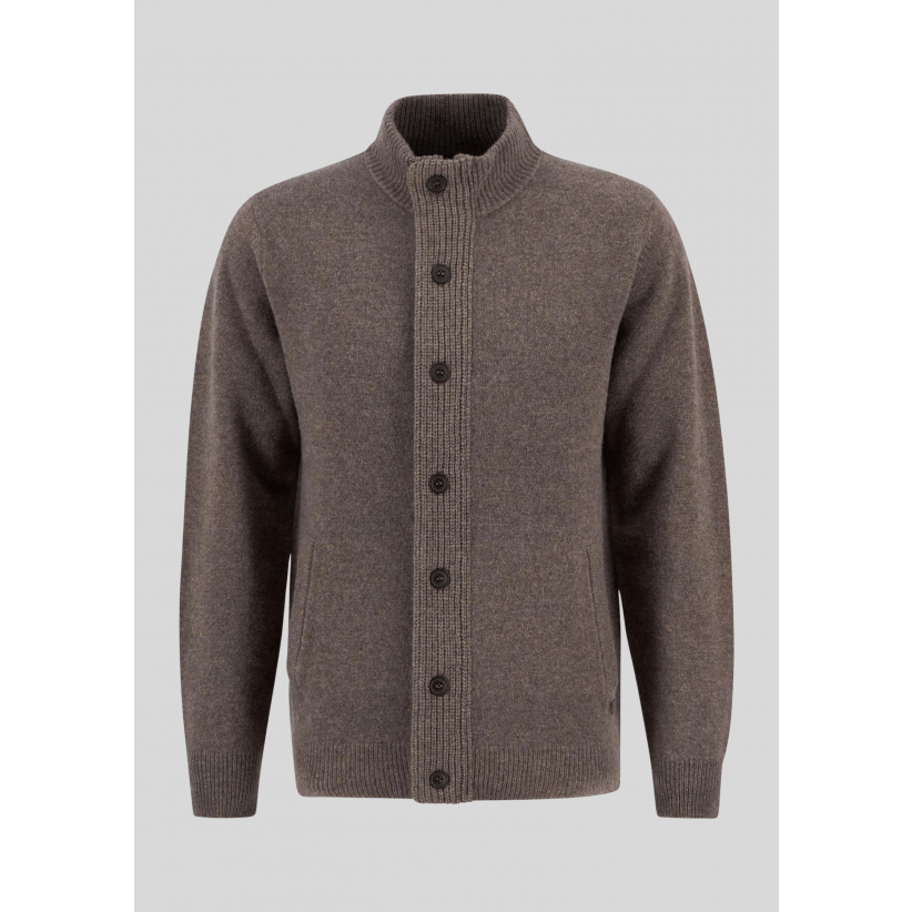 Barbour, Strik, Essential Elbow-Patch Cardigan, Dark Stone 
