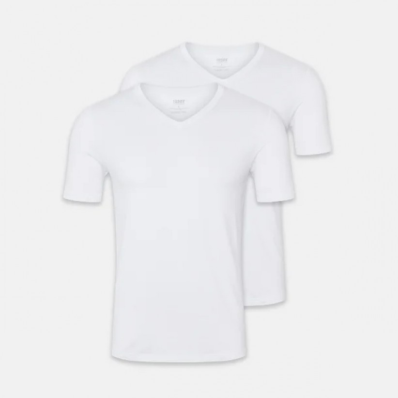 IQ, 2-PAK BAMBUS T-SHIRT M. V-HALS I HVID