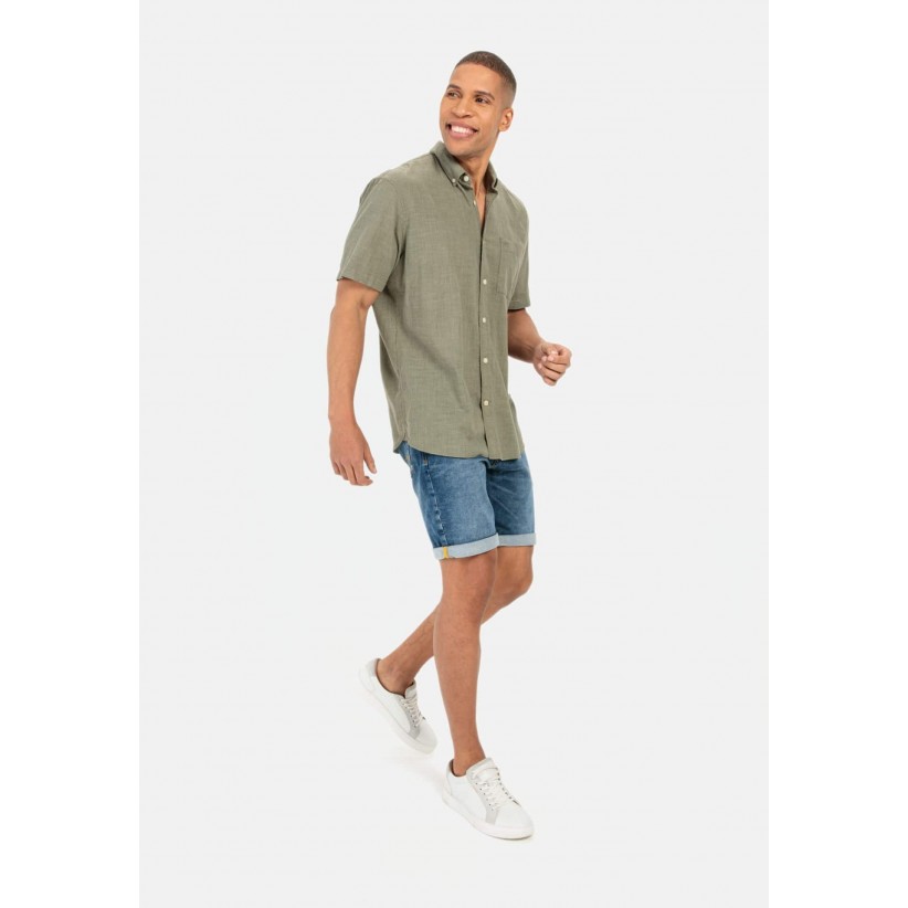 CamelActiveSkjorteSSFineStripesGrn-01