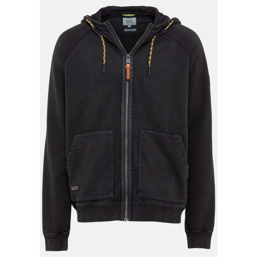 CAMEL ACTIVE, ZIP HOODIE SWEATSHIRT I GRÅ-SORT