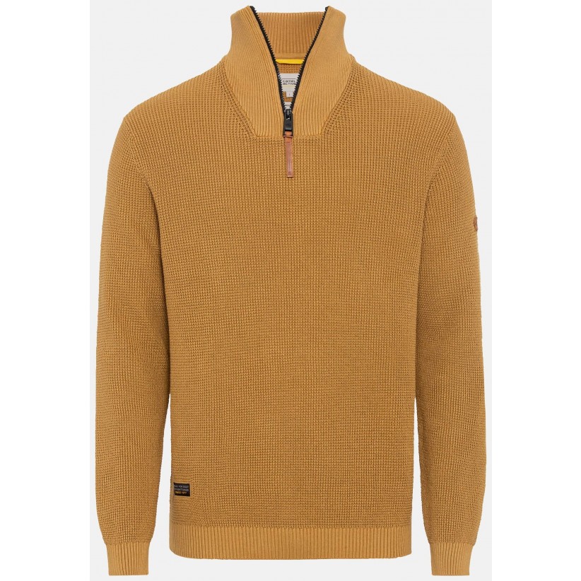 CAMEL ACTIVE, STRIKKET HALFZIP I SAND