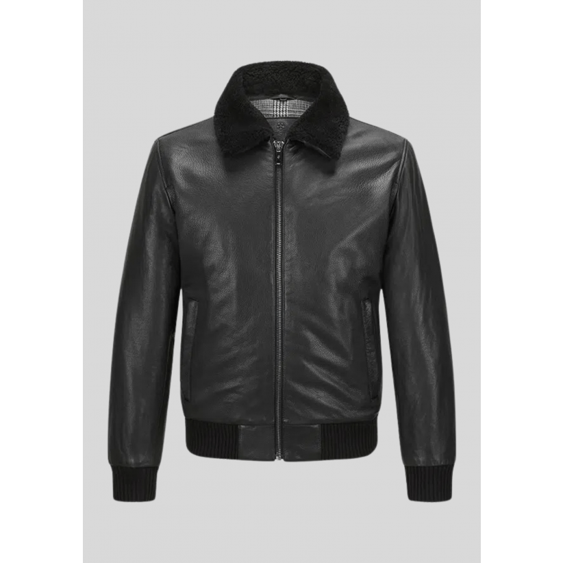 MilestoneOvertjTerryLeatherJacketBlack-01