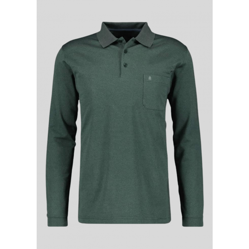 Ragman, Polo, Langærmet Microfiber, Fishnet, Grøn