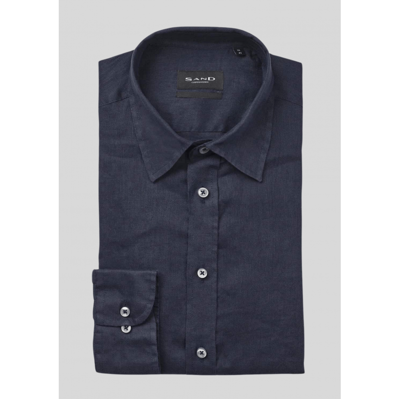 Sand Copenhagen, Skjorte, State Soft Linen, Dark Navy Blue