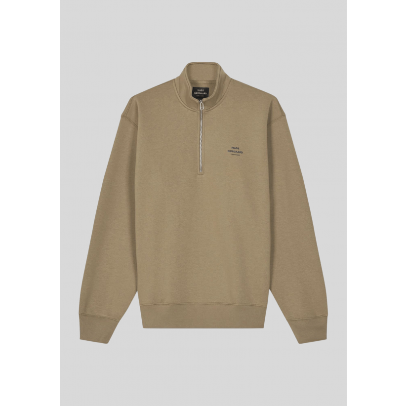 Mads Nørgaard, Sweatshirt, Standard Half Zip Logo, Lead Grey 
