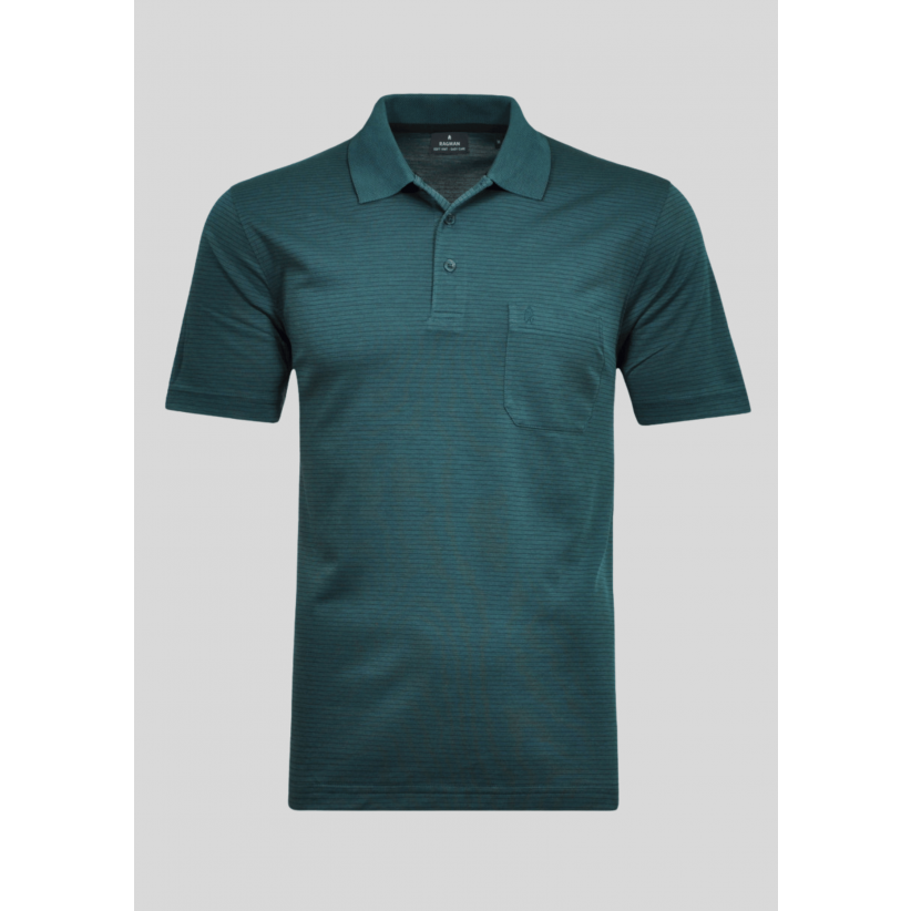 Ragman, Polo, Microfiber Fine Stripes, Green