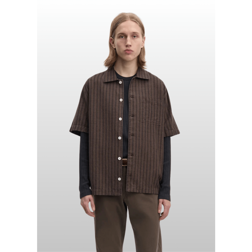Another Aspect, Skjorte SS, Another Shirt 2.0, Brown Stripe 
