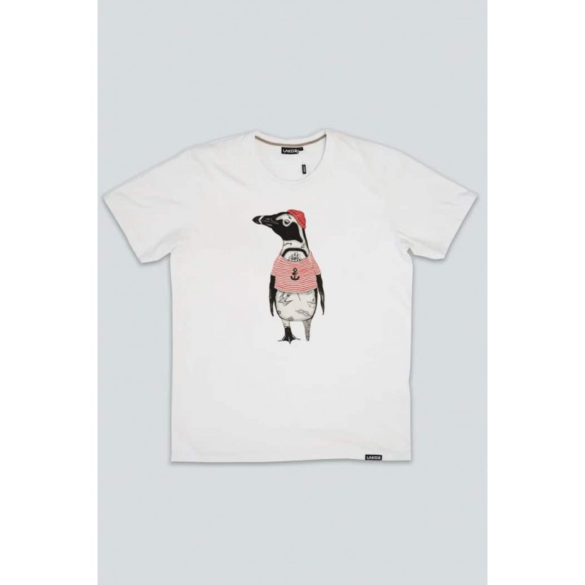 Lakor, T-shirt Africa Pinguin, Hvid 