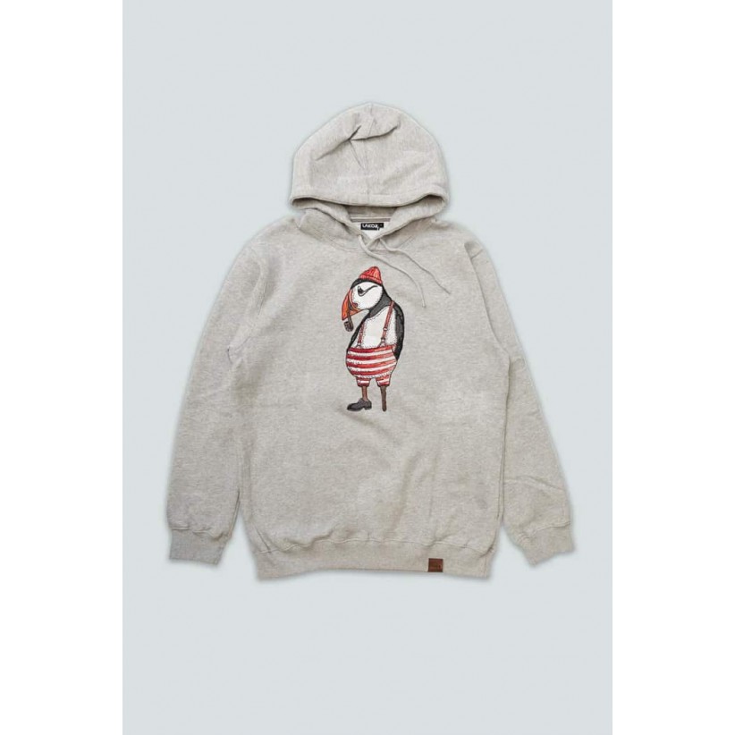 LAKOR, ATLANTIC PUFFIN HOODIE I GRÅ