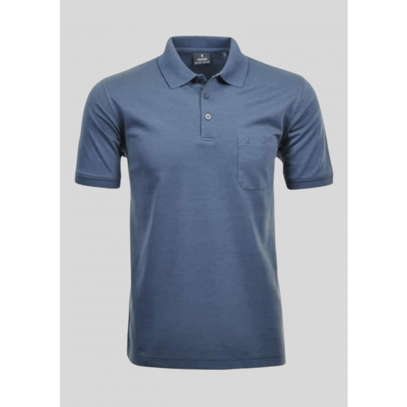 Ragman, Polo, Microfiber, Blå
