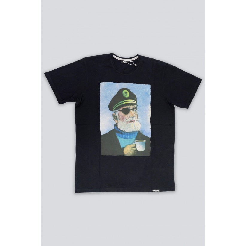 LAKOR, KAPTAJN KAFFE T-SHIRT I SORT 