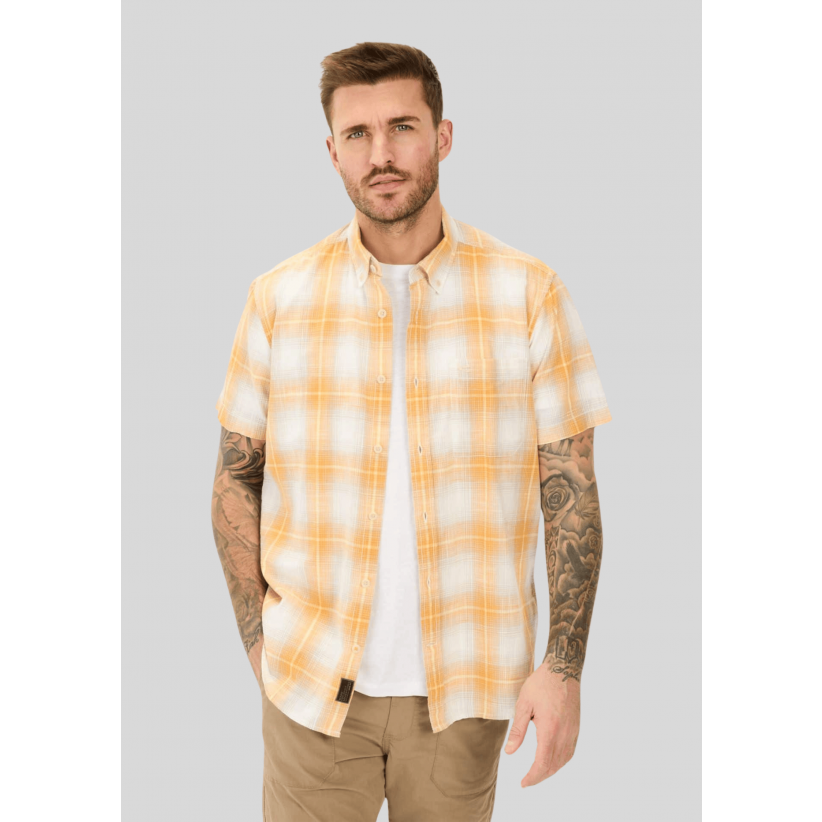 CamelActiveSkjorteSSCheckedShirtOrange-01