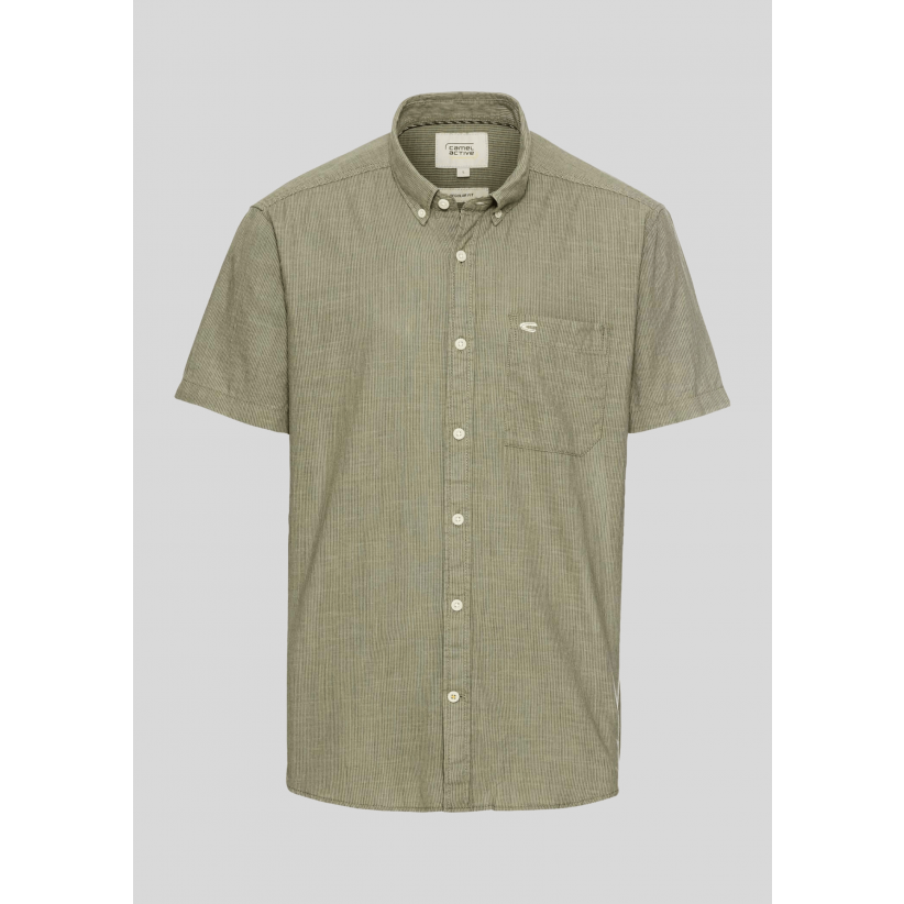 Camel Active, Skjorte SS, Light Striped Shirt, Green 
