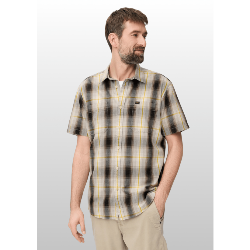CamelActiveSkjorteSSLightCottonYellowCheck-01