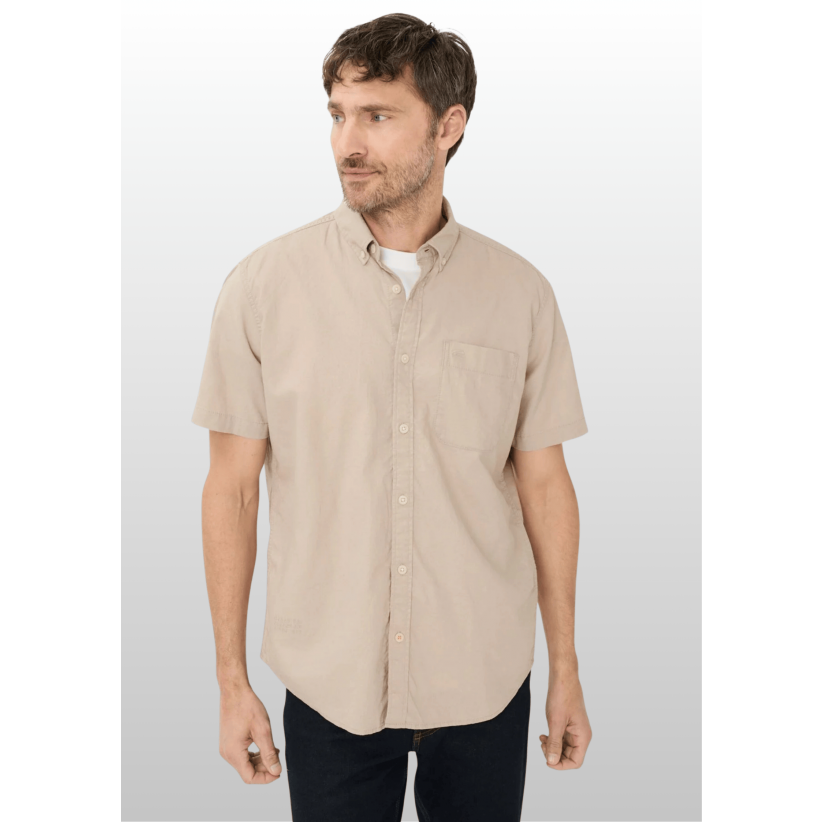 CamelActiveSkjorteSSCottonLinenBlendBiege-01