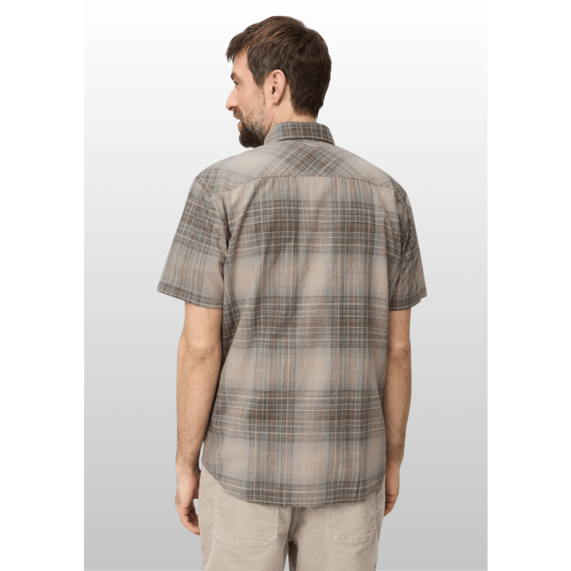 CamelActiveSkjorteSSCottonCheckLightBrown-01