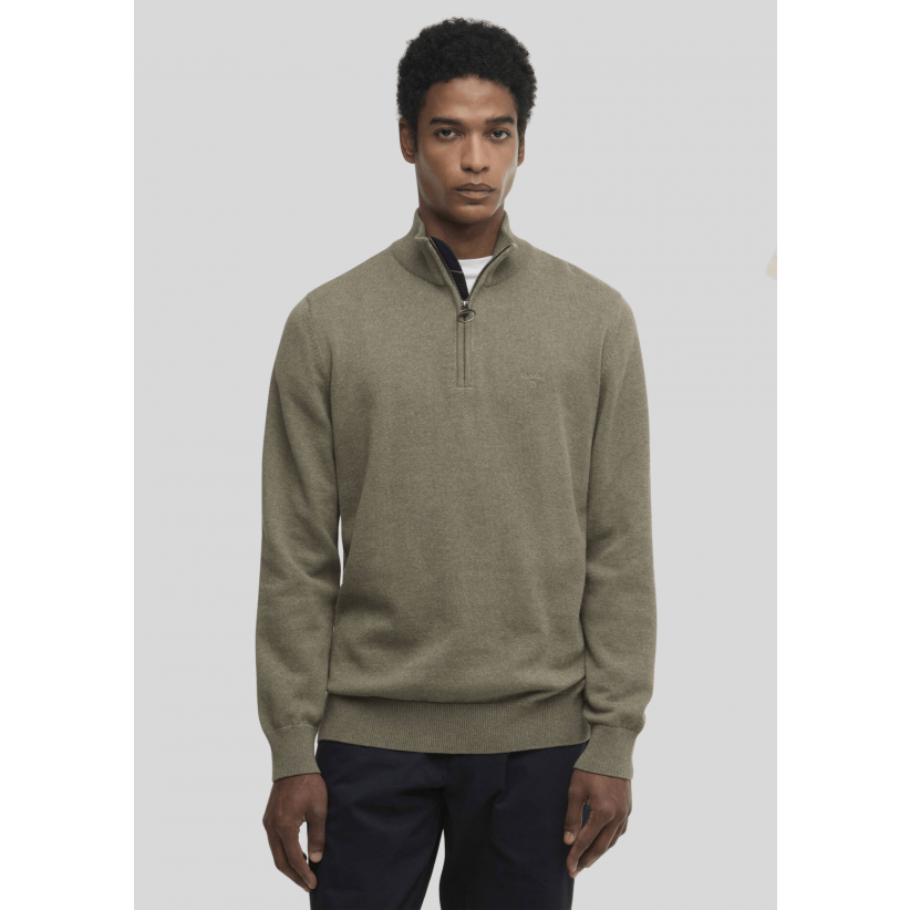 BarbourStrikCottonQuarterZipJumperSmokeyOlive-01