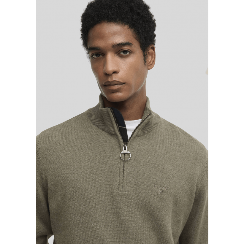 BarbourStrikCottonQuarterZipJumperSmokeyOlive-01