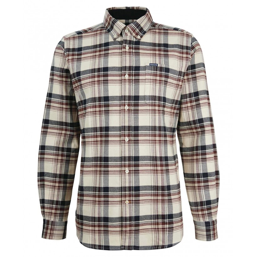 BARBOUR, SHIELDTON SKJORTE I BORDEAUX 