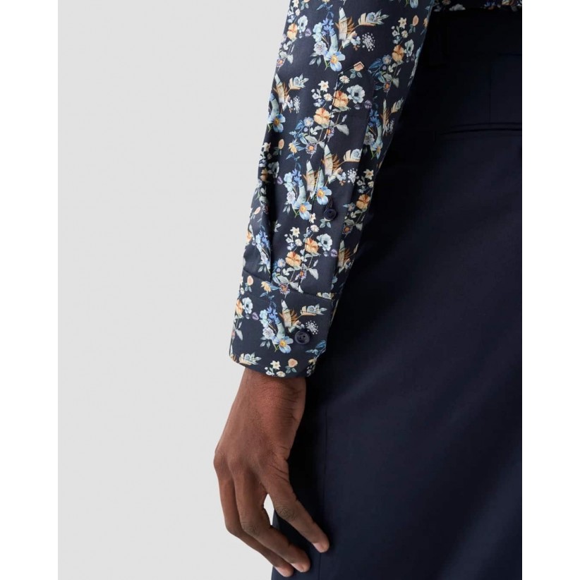 EtonSkjorteContemporaryFloralPrintTwillNavy-01