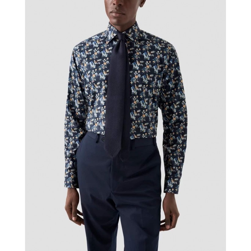 EtonSkjorteContemporaryFloralPrintTwillNavy-01