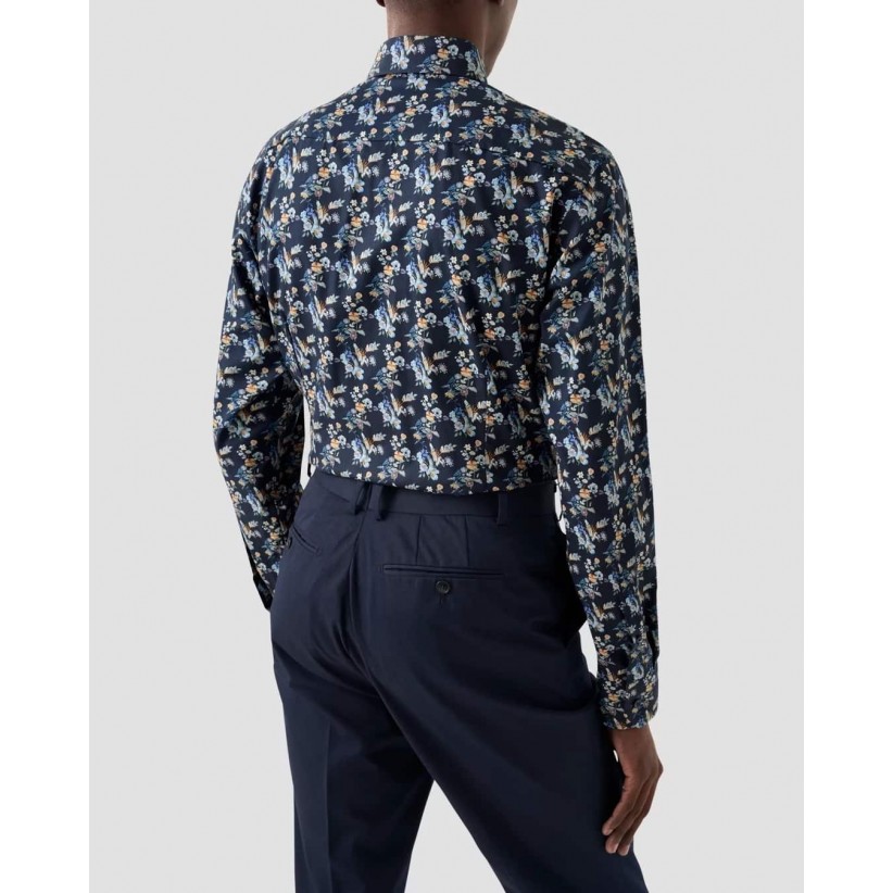 EtonSkjorteContemporaryFloralPrintTwillNavy-01