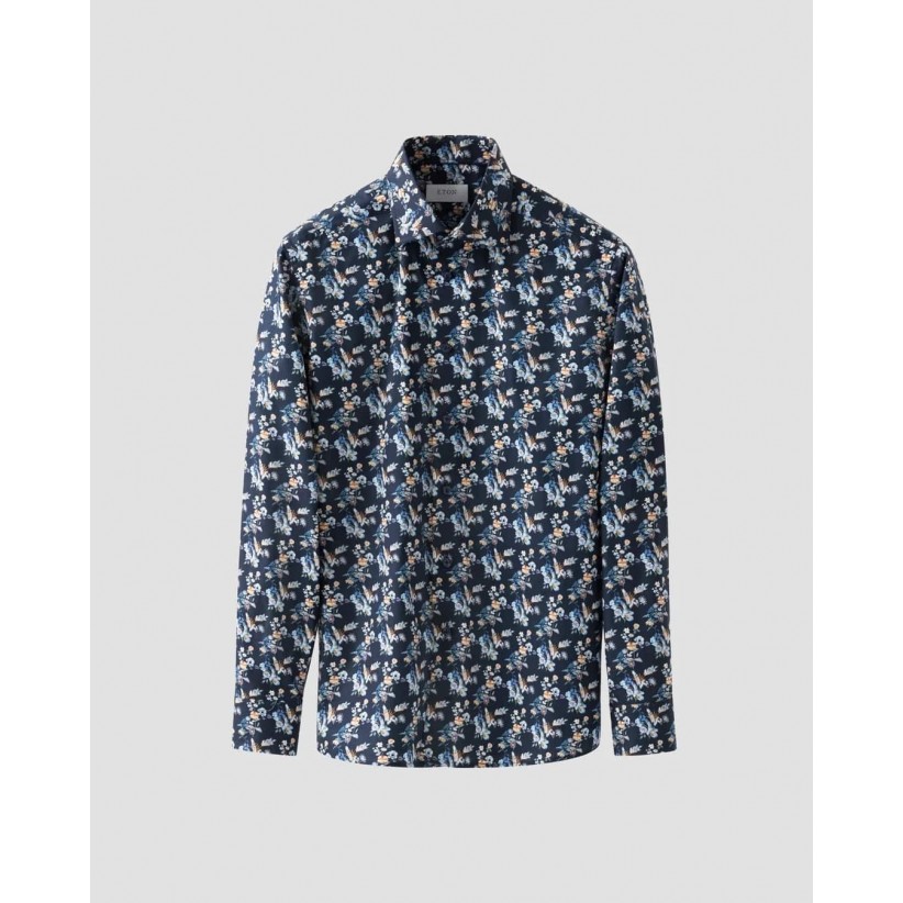 EtonSkjorteContemporaryFloralPrintTwillNavy-01