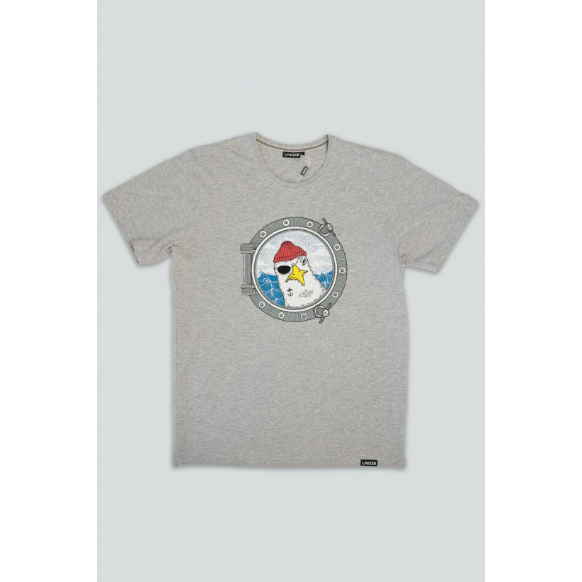 LAKOR, PORTHOLE T-SHIRT I LYS GRÅ