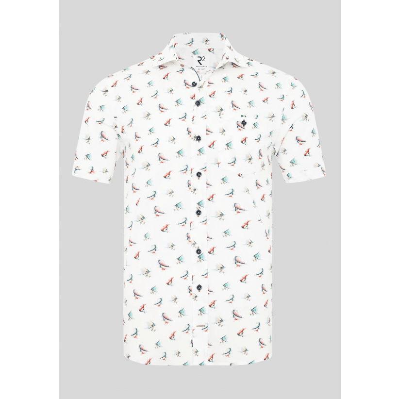 R2, Skjorte SS, Wing Surf Print Stretch Short Sleeve