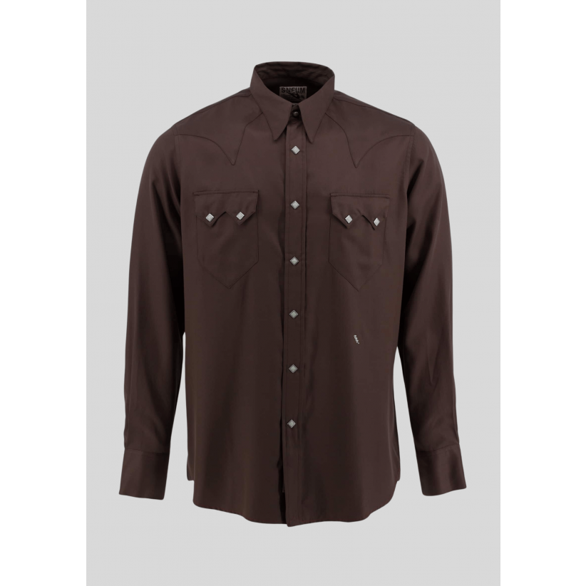 SneumSkjorteSawtoothWesternShirtDarkBrown-01