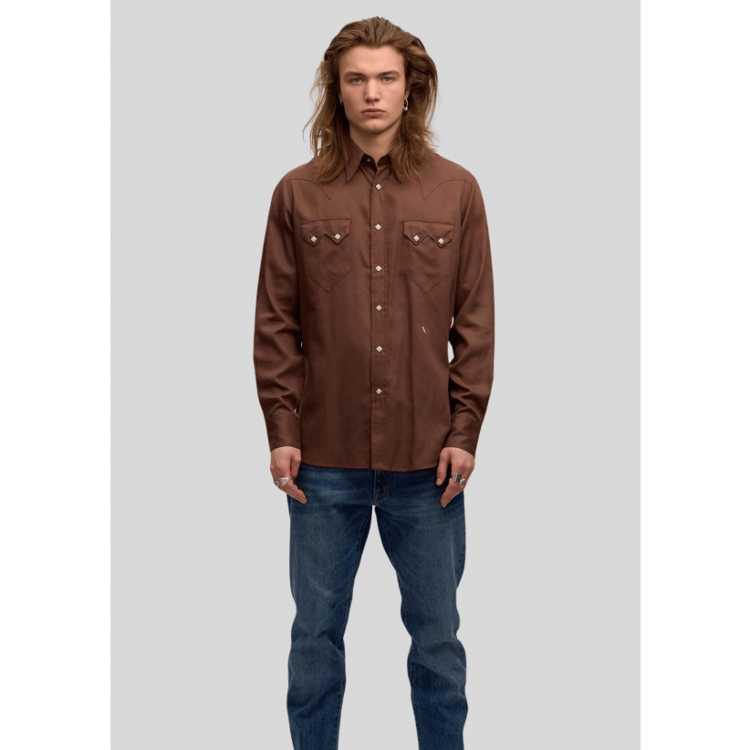 Sneum, Skjorte, Sawtooth Western Shirt, Dark Brown