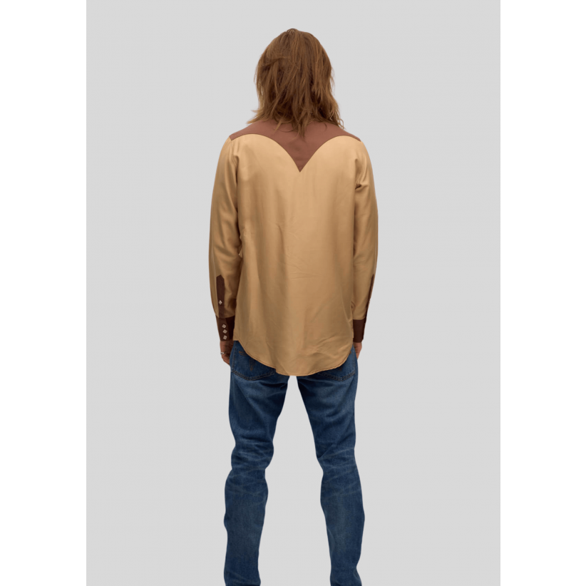 SneumSkjorteSawtoothWesternShirtBrownBeige-01
