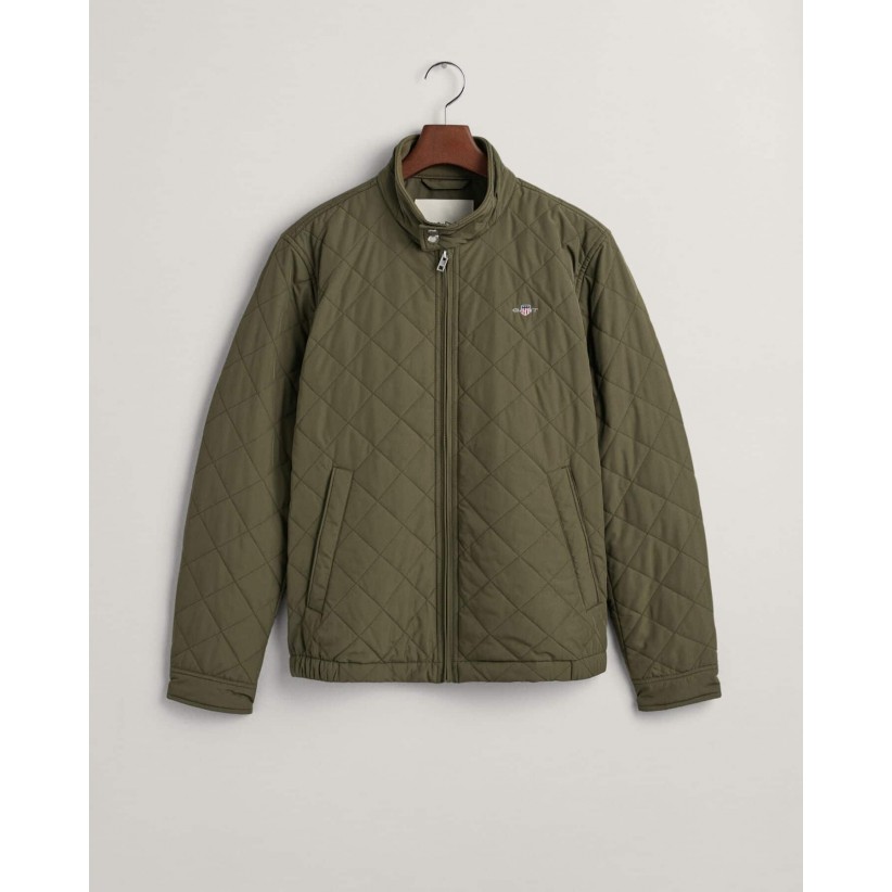GANT, QUILTED WINDCHEATER JAKKE I GRØN