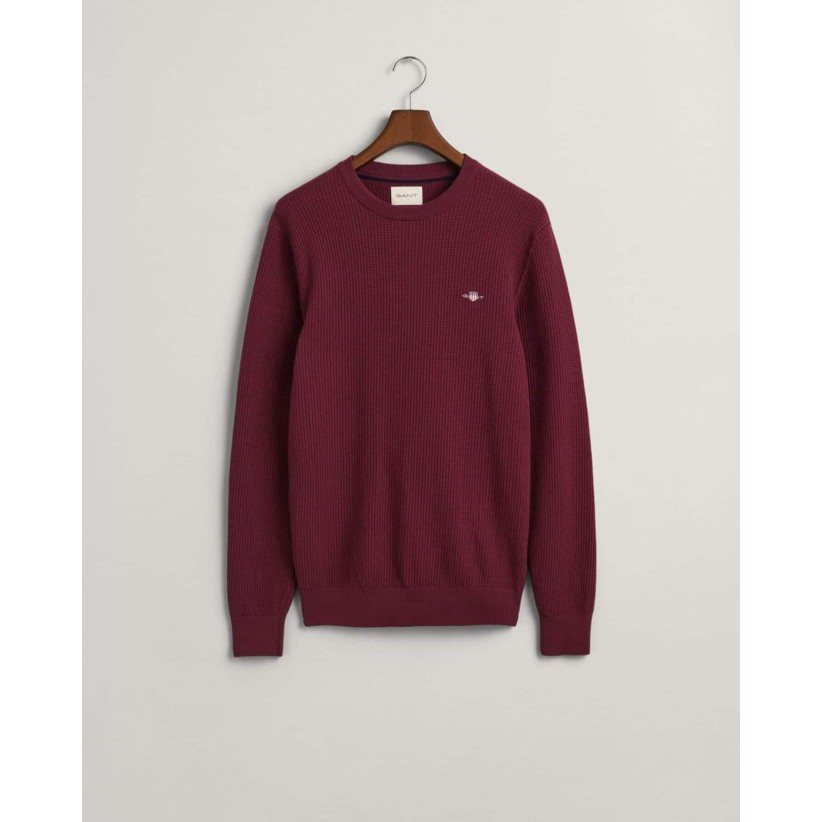GANT, MICRO-TEKSTURERET STRIK I BORDEAUX