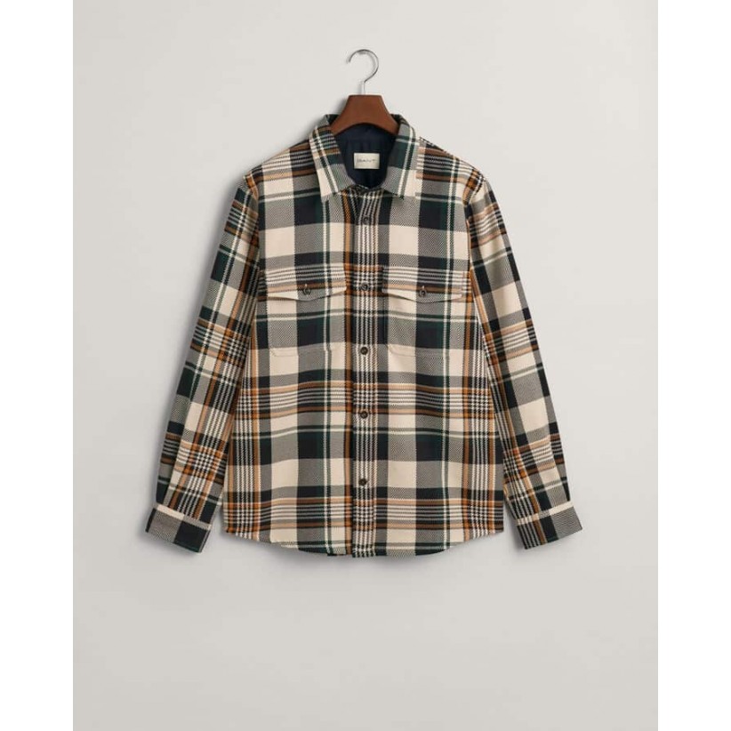 GANT, TERNET TWILL OVERSHIRT I GRØN