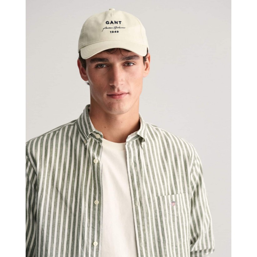 GantSkjorteCottonLinenGreenStripe-01