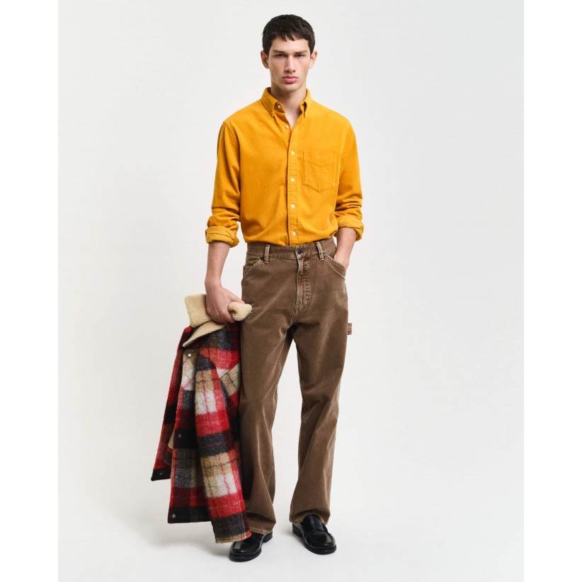 GantSkjorteCorduroyShirtGoldYellow-01