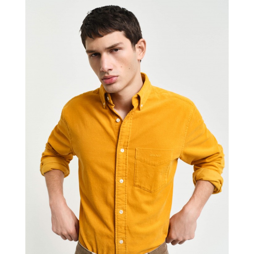 GantSkjorteCorduroyShirtGoldYellow-01